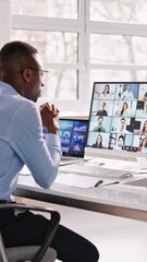 Poster - Online Video Conference Webinar. Man Working