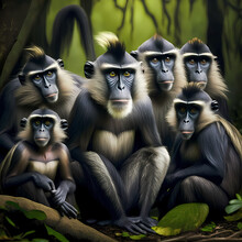 Mangabey Monkey Habitats. Generative AI