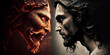 © JoelMasson - Jesus Christ face to face with lucifer the devil created with Generative AI
