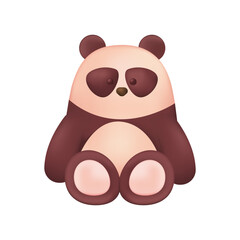 Wall Mural - Cute panda character toy for kids 3D illustration. Cartoon drawing of adorable wild bear, zoo mascot in 3D style on white background. Nature, wildlife, childhood concept