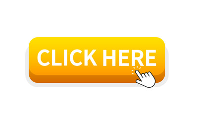 Poster - Click here. Web button with action. Click here user interface button concept. Modern action button with mouse click symbol. Computer mouse cursor or hand pointer symbol. Vector illustration