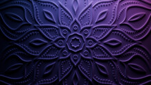 Diwali Concept Featuring A Purple Three-dimensional Ornate Pattern. Festival Wallpaper. 3D Render.