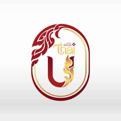 Wall Mural - concept of  letter U, logotype design  Thai art style 