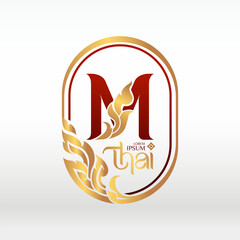 Wall Mural - concept of  letter M, logotype design  Thai art style 