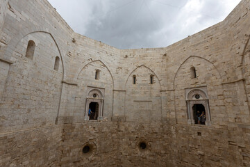 Wall Mural - ANDRIA, ITALY, JULY 8. 2022 - Inner of Castel del Monte, built in an octagonal shape by Frederick II in the 13th century in Apulia, Andria province, Apulia, Italy