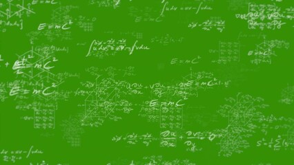 Wall Mural - Advanced Mathematics equation math formula text background teaching engineering, teaching equations and formulas backgrounds for teaching Green screen background animation