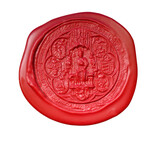 Fototapeta Tulipany - Wax royal seal from fourteen century. Isolated with path on white background.