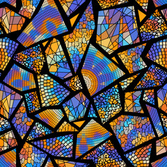Poster - Vector seamless mosaic art pattern. Art background.