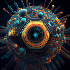 Poster - Virus under microscope, generative ai