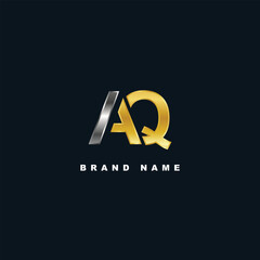 Wall Mural - Creative GOLD and Silver AQ logo design