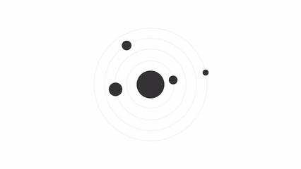 Fototapete - Animated solar system loader. Planets around sun. Simple black and white loading icon. 4K video footage with alpha channel transparency. Wait-animation progress indicator for web UI design