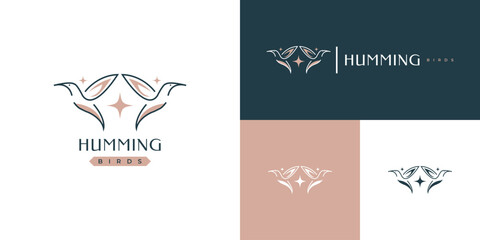 Flying Bird Logo Design With Simple Concept. Hummingbird