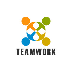 Wall Mural - Teamwork People human logo icon isolated on transparent background