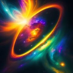 Wall Mural - background space and planets bright colorful neon colors and lights