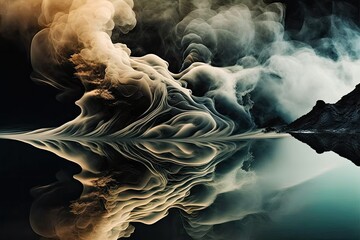 Poster - a reflection of smoke in water overlays of textures. Generative AI