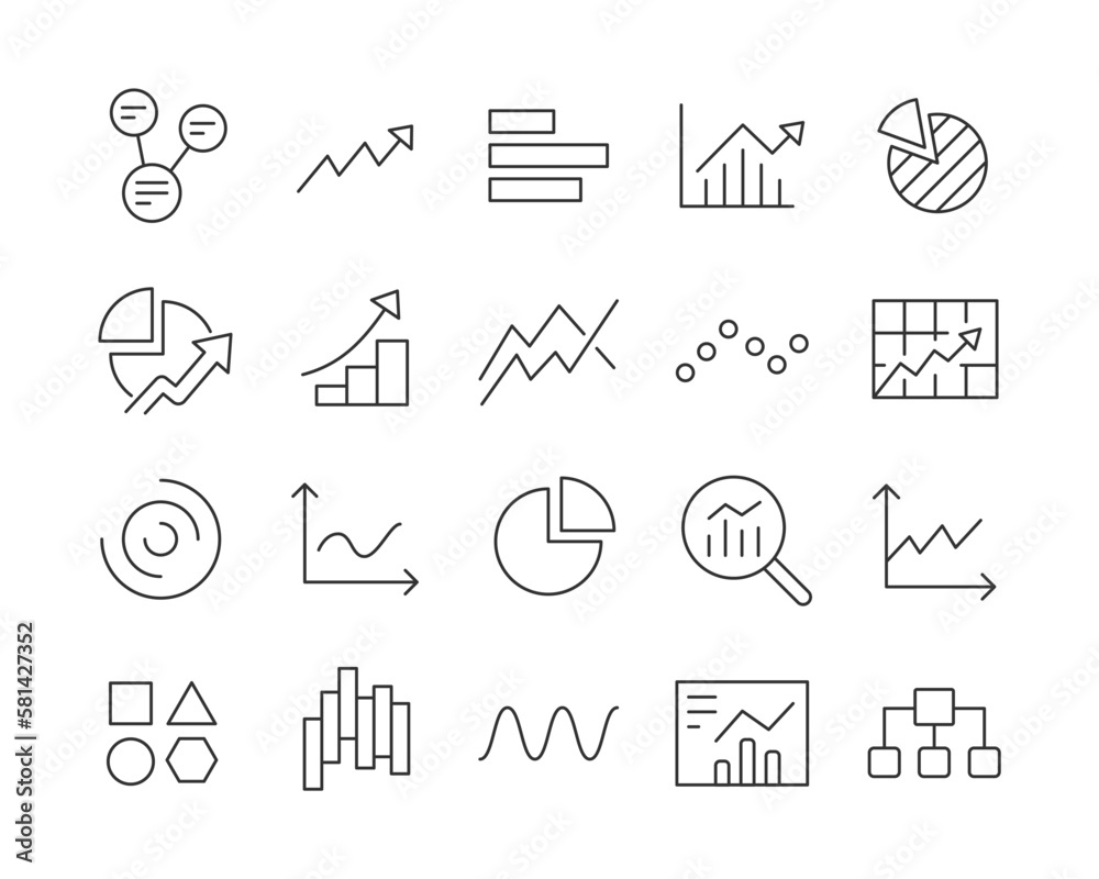 Charts Icons - Vector Line. Editable Stroke. Stock Vector | Adobe Stock
