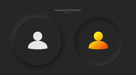 Poster - A set of black round buttons with colored contact symbols. User interface elements for mobile devices in the style of neumorphism, UI, UX. Vector illustration.