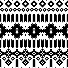 Wall Mural - ethnic native ornamental seamless pattern, black and white geometric illustration