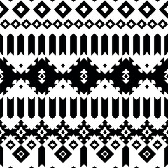 Wall Mural - ethnic native ornamental seamless pattern, black and white vector illustration