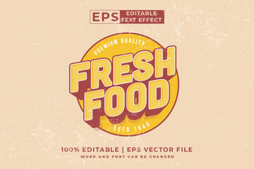 editable text effect fresh food 3d logo cartoon template style premium vector
