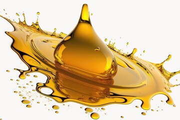 Poster - bubbling oil or serum that is golden yellow and clear, isolated on a white background. Generative AI