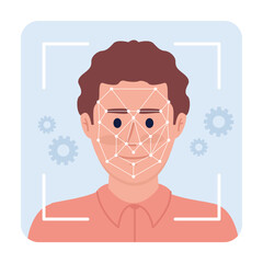Poster - facial recognition technology flat concept vector spot illustration. editable 2d cartoon character o