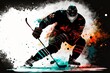 game sports hockey player serving puck ice hockey, generative ai, created with generative ai