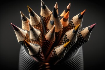 Wall Mural - Close up Of Pencils On Black Background. Generative AI