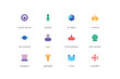 © Andrey - Virtual reality concept of web icons set in color flat design. Pack of control device, joystick, 3d object, eye tracking, user, hologram, gamepad, vr tour and other. Vector pictograms for mobile app