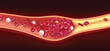3D illustration of red blood cells and cholesterol clots cause death. Used in education, science and medical industry.