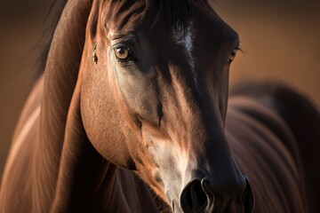 Wall Mural - A Close Up Of An Arabian Bay Horse With A Very Shallow Depth Field. Generative AI