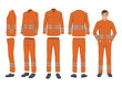uniform. Workwear clothes mockup. jacket or vest. Safety outfit. Clothing for workman. Vector professional garments set