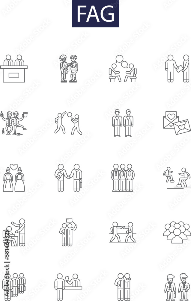 fag slang cigarette Fag line vector icons and signs. Cigar, Smoker, Smoking, Tobacco,  Lifestyle, Brand, Butt, Filter outline vector illustration set Stock Vector