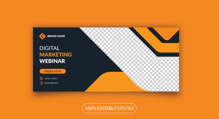 Digital marketing webinar business agency company facebook LinkedIn social media cover web banner design template