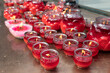 Red candles burning in a buddhist temple, Chengdu, Sichuan province, China