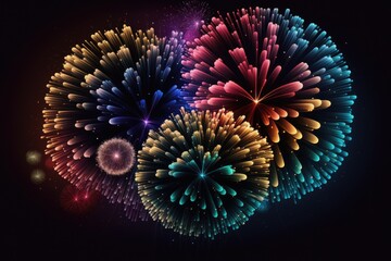 Sticker - Variously colored fireworks display in the night sky. Generative AI