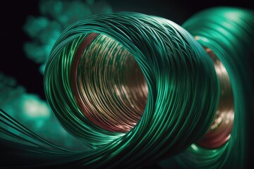 Poster - fiber optic threads in the shade of emerald. generative ai