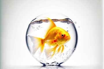 Wall Mural - goldfish adrift tropical fish isolated on white background, created with generative ai