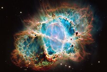 Taurus Constellation's Crab Nebula. Supernova Core Neutron Star Pulsar. This Image's Components Were Provided By NASA. Generative AI