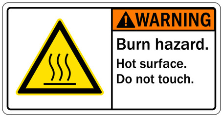 Wall Mural - Hot warning sign and labels burn hazard Hot surface. do not touch