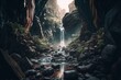 Stunning Landscape: Epic Composition of a Hyper-Detailed Waterfall Rushing through a Rocky Gorge with Unreal Engine 5 and Ultra-Wide Angle , Generative ai