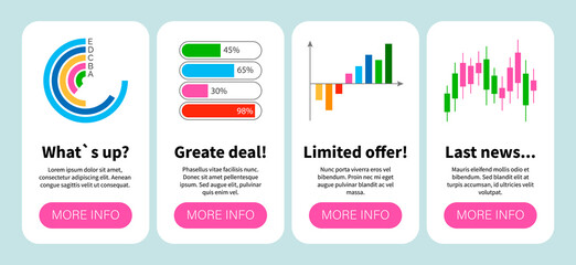 Poster - Set of infographic elements for business presentation and infographic. Flowcharts, banners, cycle and timelines with options. Whats up, greate deal, limited offer, Last news graphic performance