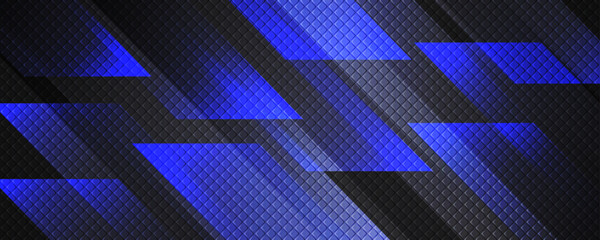 Wall Mural - 3D blue black techno abstract background overlap layer on dark space with lines effect decoration. Modern graphic design element motion style for banner, flyer, card, brochure cover, or landing page