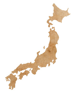 Fototapete - map of Japan on old brown grunge paper	