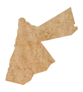 Fototapete - map of Jordan on old brown grunge paper	