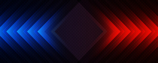 Wall Mural - 3D red blue techno abstract background overlap layer on dark space with rhombus decoration. Modern graphic design element motion style concept for banner, flyer, card, brochure cover, or landing page