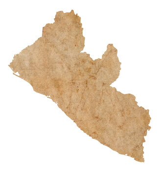 Fototapete - map of Liberia on old brown grunge paper	