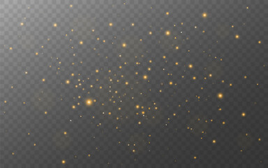 Poster - Gold glitter. Magic glowing elements. Bright golden sparks and bokeh. Abstract stardust effect. Glowing particles for banner or poster. Vector illustration