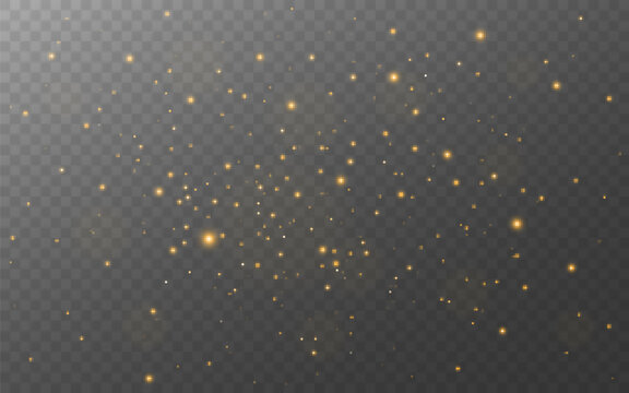Fototapete - Gold glitter. Magic glowing elements. Bright golden sparks and bokeh. Abstract stardust effect. Glowing particles for banner or poster. Vector illustration