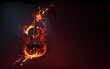 Violin on fire. Splash. Banner. Copy space. AI generated